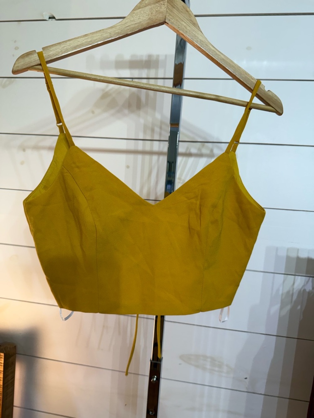 Lulu's Mustard Yellow Spaghetti Strap Crop Top